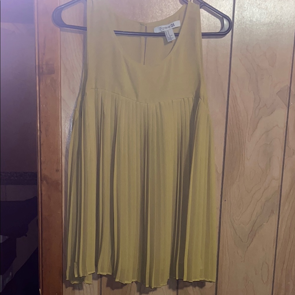 Forever 21 Yellow Pleated Tank Top